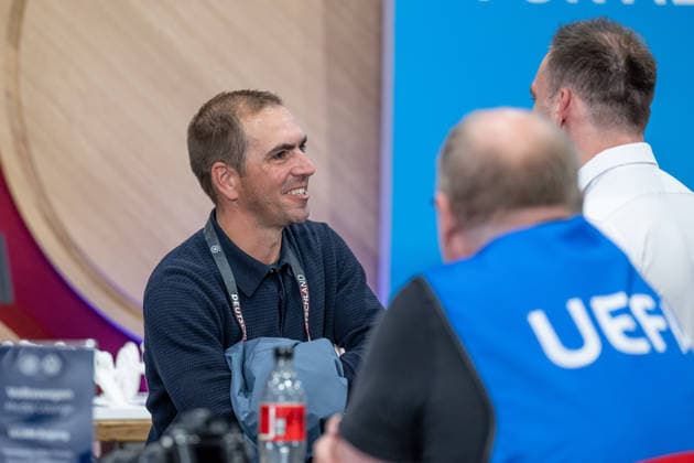 Philipp Lahm, soccer player and 2014 World Cup champion, at the ceremony honoring the top goal scorers in German amateur soccer at the Volkswagen VW Media Lounge, themed Top Scorer Award for All (GER), Germany vs. Serbia, soccer, UEFA Nations League, League A group stage, Matchday 3, 2026–2027 season, October 1, 2026. DFL and DFB regulations prohibit any use of photographs as image sequences and or quasi-video. Photo: HMB Media, Heike Feiner Copyright: HMBxMedia HeikexFeiner