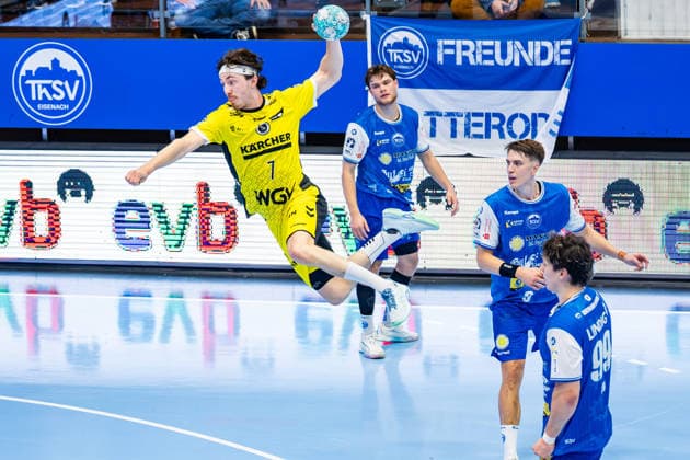 October 1, 2026, GER, Handball, Men, 2026–2027 Season, Opel 1st Division, Matchday 7, ThSV Eisenach vs. TVB Stuttgart, Kasper Thorsen, Lien TVB Stuttgart, 99817 Eisenach, Werner Assmann, Halle am Sportpark, Thuringia, Germany