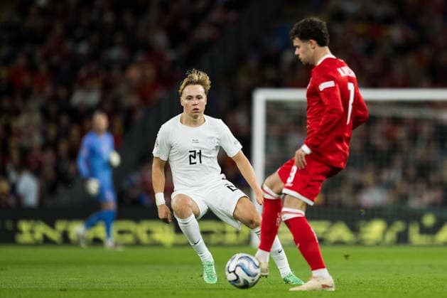261001 Andreas Schjelderup of Norway during the Nations League soccer match between Wales and Norway on October 1, 2026 in Cardiff. Photo by Vegard Grott, BILDBYRAN. Code: VG VG1015 bbeng soccer football fotball Nations League international match Norway Wales bbeng soccer football fotball Nations League international match Norway Wales  Copyright: VEGARDxGRoTT BB261001VG018