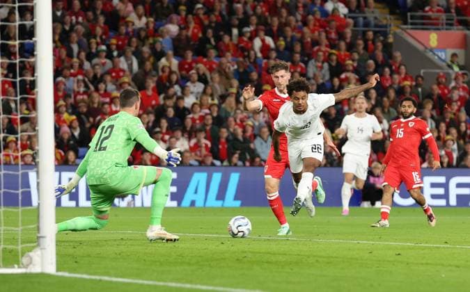 Oscar Bobb of Norway scores a goal to make the score 0-1 Wales v Norway, UEFA Nations League, Football, Cardiff City Stadium, Cardiff, UK - 01 Oct 2026Cardiff Cardiff City Stadium United Kingdom  Copyright: xKieranxMcManus Shutterstockx 17180132p