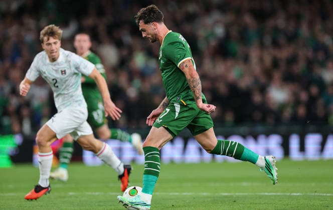 UEFA Nations League Group Stage, Aviva Stadium, Dublin 1 10 2026 Republic of Ireland vs Austria Ireland s Troy Parrott scores his sides first goal Troy Parrott scores his sides first goal 1 10 2026  Copyright: xx RB1_8471