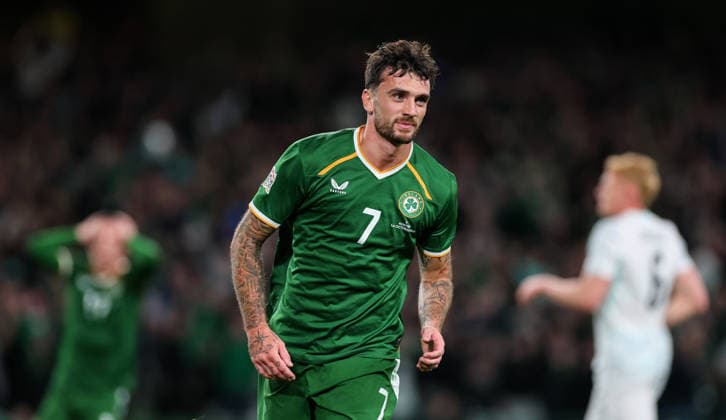 UEFA Nations League Group Stage, Aviva Stadium, Dublin 1 10 2026 Republic of Ireland vs Austria Ireland s Troy Parrott celebrates scoring his sides first goal Troy Parrott celebrates scoring his sides first goal 1 10 2026  Copyright: xx RB1_8506