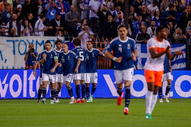 THESSALONIKI , 01-10-2026 , Toumba Stadium , season 2026 2027 , UEFA Nations League football , match between Greece and The Netherlands. picture shows goal celebration by Greece player Fotis Ioannidis Greece - Netherlands  x207787963x Copyright: