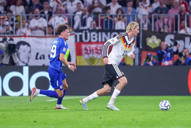 Nick Woltemade (Germany), 11, with Stefan Dzodic (Serbia), 19, GER, Germany vs. Serbia, Soccer, UEFA Nations League, Matchday 3, 2026–2027 Season, October 1, 2026, GER, Germany vs. Serbia, soccer, UEFA Nations League, Matchday 3, 2026–2027 season, October 1, 2026, Munich Copyright: xEibner-Pressefoto JennixMaulx EP_JML