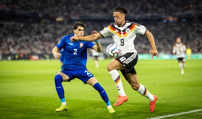 Munich, Germany, October 1, 2026 Derry Scherhant (DFB) Kosta Nedeljkovic (SRB) Germany Serbia Deutschland Serbien October 1, 2026