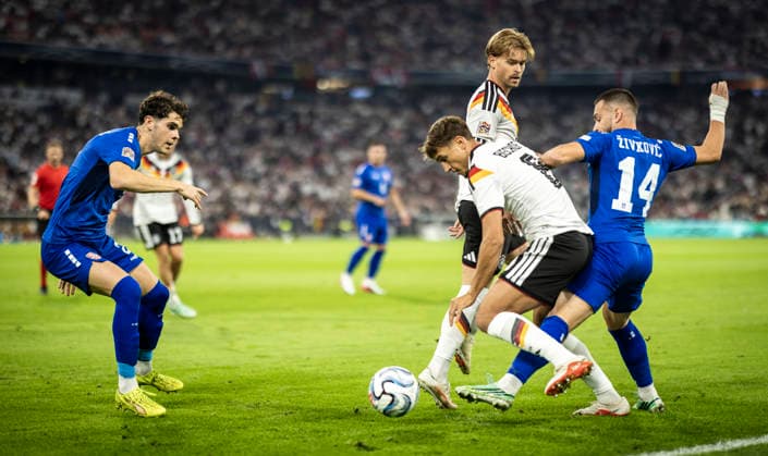 Munich, Germany, Oct. 1, 2026 Tom Bischof (DFB) Kosta Nedeljkovic (SRB) Maximilian Mittelstädt (DFB) Andrija Živkovic (SRB) Germany Serbia Deutschland Serbien Oct. 1, 2026