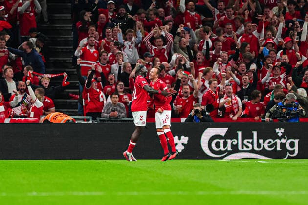 Denmark celebrates after Mikkel Damsgaard scores the 1-1 goal, Denmark, 14 DEN, Denmark vs. Portugal, Soccer, UEFA Nations League A, Group 4, Matchday 03, 2026–2027 Season, October 1, 2026, DEN, Denmark vs. Portugal, Soccer, UEFA Nations League A, Group 4, Matchday 3, 2026–2027 Season, October 1, 2026, Copenhagen Copyright: xEibner-Pressefoto MarcelxvonxFehrnx EP_MFN