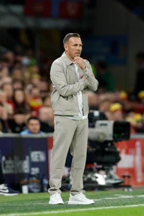 Cardiff, Wales, 1st October 2026. Craig Bellamy coach of Wales reacts during the Wales vs Norway UEFA Nations League match at the Cardiff City Stadium, Cardiff. Picture credit should read: Cody Froggatt Sportimage EDITORIAL USE ONLY. No use with unauthorised audio, video, data, fixture lists, club league logos or live services. Online in-match use limited to 120 images, no video emulation. No use in betting, games or single club league player publications. SPI_050_CF_WALES_NORWAY SPI-5050-0050