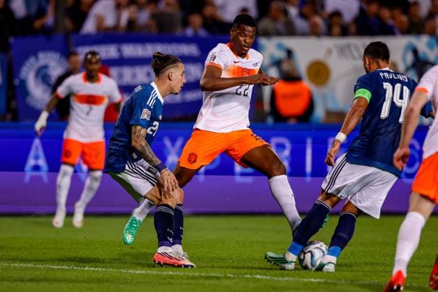 THESSALONIKI , 01-10-2026 , Toumba Stadium , season 2026 2027 , UEFA Nations League football , match between Greece and The Netherlands. picture shows Netherlands player Denzel Dumfries Greece - Netherlands  x207788449x Copyright:
