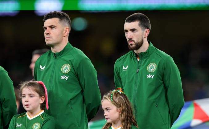 UEFA Nations League Group Stage, Aviva Stadium, Dublin 1 10 2026 Republic of Ireland vs Austria Ireland s John Egan and Finn Azaz John Egan and Finn Azaz 1 10 2026  Copyright: xx RB1_7906