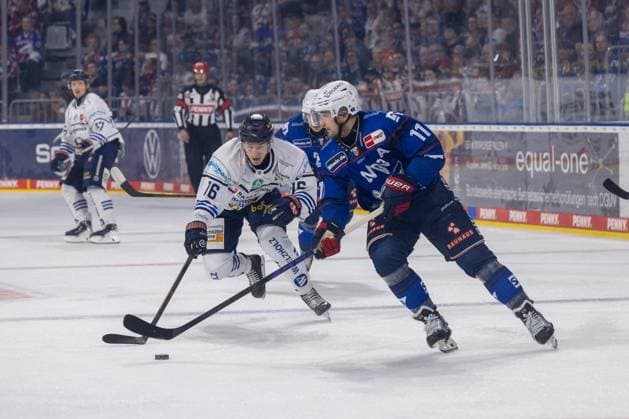 DEL, German Ice Hockey League, 2026–27 Season, Matchday 5: Adler Mannheim vs. Iserlohn Roosters. Kristian Reichel, 11, Mannheim, has the puck. Copyright: xUdoxHerrmannx