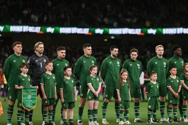 UEFA Nations League Group Stage, Aviva Stadium, Dublin 1 10 2026 Republic of Ireland vs Austria The Ireland team during the anthems The Ireland team during the anthems 1 10 2026  Copyright: xx ISS_0137