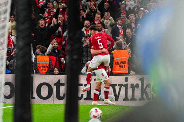 Denmark Celebrates Goal to Make It 2–2 by Rasmus Hojlund, Denmark, 09 DEN, Denmark vs. Portugal, Soccer, UEFA Nations League A, Group 4, Matchday 3, 2026–2027 Season, October 1, 2026, DEN, Denmark vs. Portugal, Soccer, UEFA Nations League A, Group 4, Matchday 3, 2026–2027 Season, October 1, 2026, Copenhagen Copyright: xEibner-Pressefoto MarcelxvonxFehrnx EP_MFN