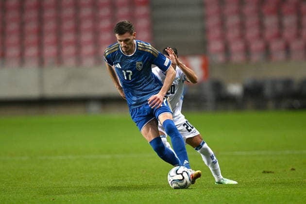 SOCCER - UEFA Nations League - Israel vs. Kosovo Photo by IPA ABACAPRESS.COM89190105 - Ermal Krasniqi (Kosovo) during the Nations League, Matchday 3, League B, Group B3, between Israel and Kosovo on October 1, 2026, at Nagyerdei Stadium in Debrecen, Hungary Haifa Israel  Copyright: xIPAxSport ABACAx