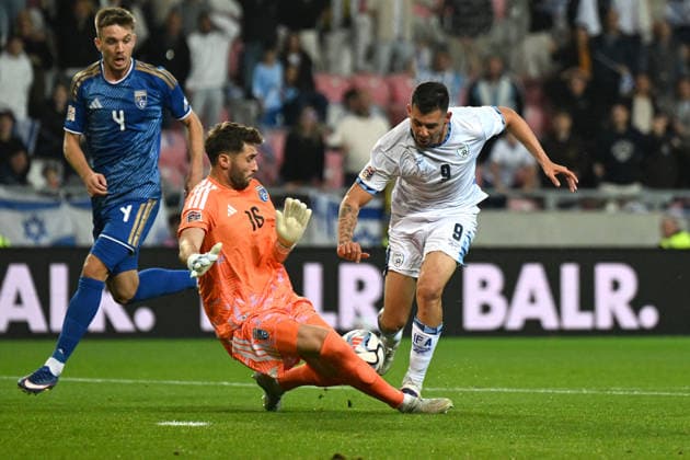 SOCCER - UEFA Nations League - Israel vs. Kosovo Photo by IPA ABACAPRESS.COM89190099 - Tai Baribo (Israel) vs. Amir Saipi (Kosovo) during the Nations League, Matchday 3, League B Group B3, between Israel and Kosovo on October 1, 2026, at Nagyerdei Stadium in Debrecen, Hungary Haifa Israel  Copyright: xIPAxSport ABACAx