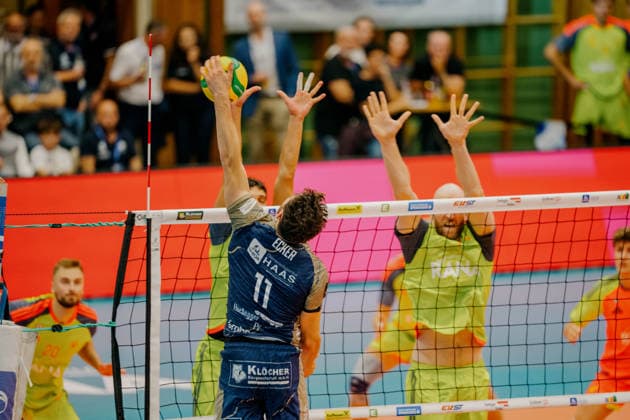 VOLLEYBALL - Coppa Pallavolo Senza Confini HARTBERG,AUSTRIA,01.OCT.26 - VOLLEYBALL - Coppa Pallavolo Senza Confini, TSV Hartberg vs Verona Volley. Image shows Clemens Ecker (Hartberg).  GEPAxpictures xRomanxKoenigshofer