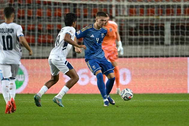 IPA89190622 - Ilir Krasniqi (Kosovo) during the Nations League, Matchday 3, League B, Group B3, between Israel and Kosovo on October 1, 2026, at Nagyerdei Stadium in Debrecen, Hungary  Copyright: xVincenzoxOrlando IPAxSportx xx IPA89190622