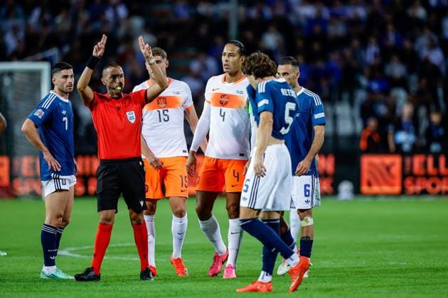 THESSALONIKI , 01-10-2026 , Toumba Stadium , season 2026 2027 , UEFA Nations League football , match between Greece and The Netherlands. picture shows Referee Marco Guida Greece - Netherlands  x207790577x Copyright: