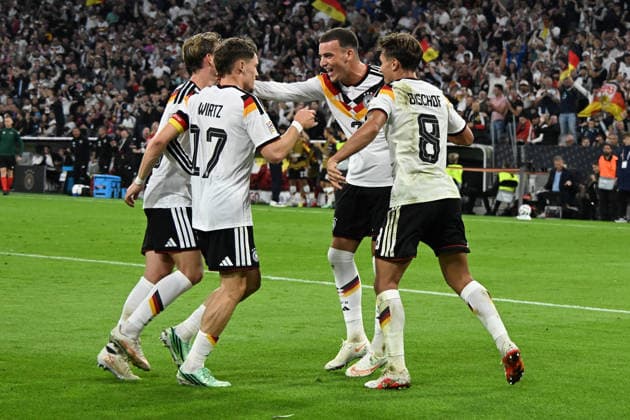 October 1, 2026, xsltx, Soccer, UEFA Nations League, Germany vs. Serbia, goal celebration after Florian Wirtz scored the 2-0 goal, German National Soccer Team (DFB), Munich