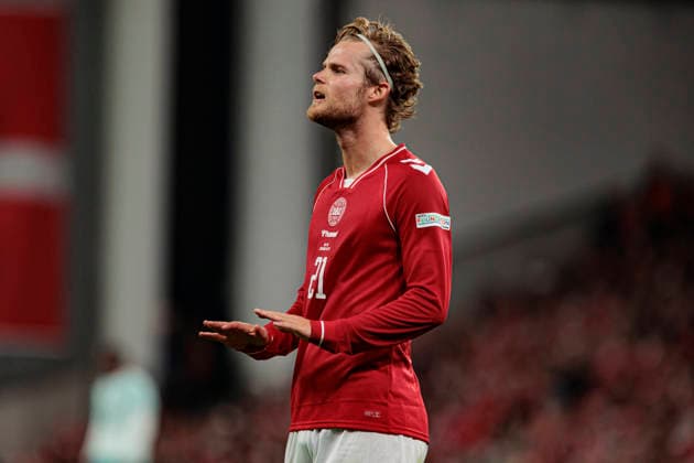 Morten Hjulmand seen during UEFA Nations League Division A game between National Teams of Denmark and Portugal (Ernest Kolodziej Ball Raw Images) Copenhagen Parken Denmark Copyright: xErnestxKolodziejx ernestkolodziej_denmark_portugal_2627_3-32