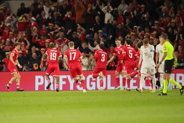 Wales v Norway, UEFA Nations League Neco Williams of Wales celebrates scoring their second goal with team mates during the UEFA Nations League match between Wales and Norway at Millenium Stadium, Cardiff, UK on 1 October 2026. Cardiff Millenium Stadium Wales UK Editorial use only , Copyright: xAlunxRobertsx PSI-24949-0062