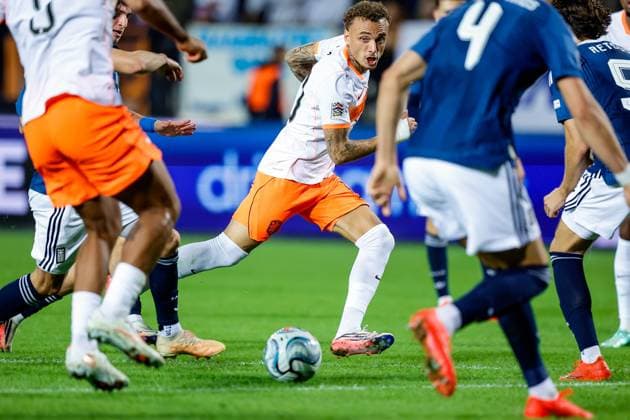 THESSALONIKI , 01-10-2026 , Toumba Stadium , season 2026 2027 , UEFA Nations League football , match between Greece and The Netherlands. picture shows Netherlands player Noa Lang Greece - Netherlands  x207790996x Copyright: