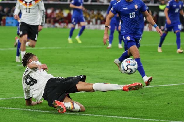 Derry Scherhant 9 Germany in Action, Germany vs. Serbia, Soccer, DFL, DFB, UEFA Nations League, 2026–2027 Season, Group Stage, Group B, Matchday 3 of 6, October 1, 2026, Munich, Bavaria, Germany Copyright: xkolbert-press MartinxAgüerax