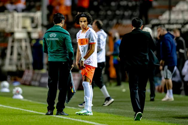THESSALONIKI: Netherlands midfielder Gjivai Zechiël makes his debut in the UEFA Nations League match between Greece and the Netherlands at Toumba Stadium on October 1, 2026, in Thessaloniki, Greece. Photo by DeFodi Images