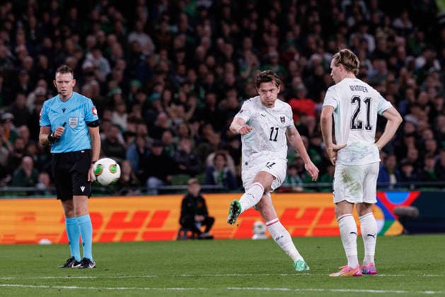 SOCCER - NL, IRL vs AUT DUBLIN,IRELAND,01.OCT.26 - SOCCER - UEFA Nations League, OEFB international match, Länderspiel, Nationalmannschaft Ireland vs Austria. Image shows Michael Gregoritsch (AUT). Keywords: goal.  GEPAxpictures xArminxRauthner