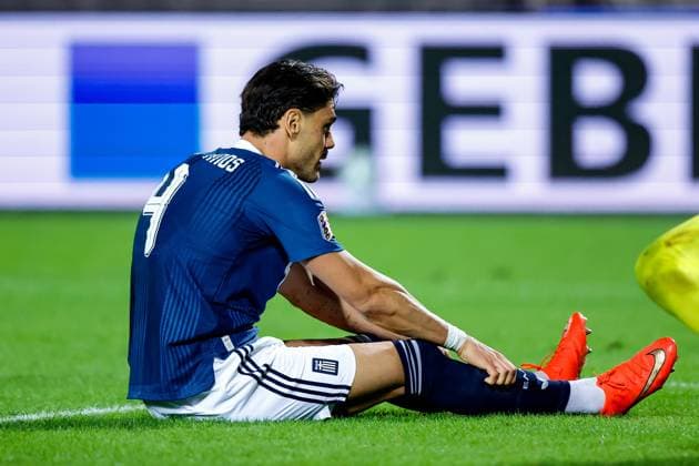 THESSALONIKI , 01-10-2026 , Toumba Stadium , season 2026 2027 , UEFA Nations League football , match between Greece and The Netherlands. picture shows disappointed player Greece player Panagiotis Retsos Greece - Netherlands  x207791478x Copyright: