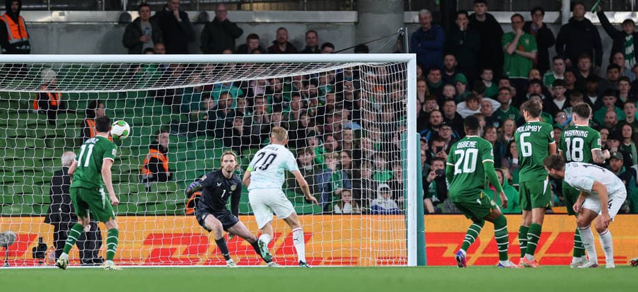 UEFA Nations League Group Stage, Aviva Stadium, Dublin 1 10 2026 Republic of Ireland vs Austria Austria s Michael Gregoritsch scores his sides second goal past goalkeeper Caoimhin Kelleher of Ireland Michael Gregoritsch scores his sides second goal past goalkeeper Caoimhin Kelleher 1 10 2026  Copyright: xx RB1_1542