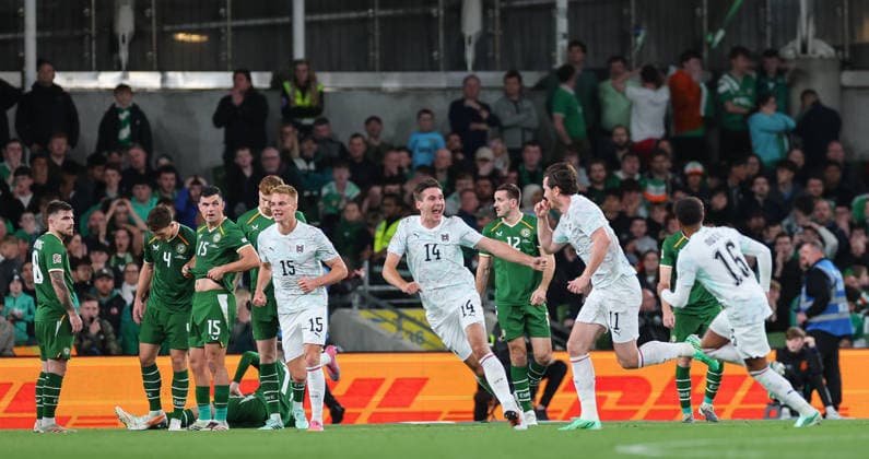 UEFA Nations League Group Stage, Aviva Stadium, Dublin 1 10 2026 Republic of Ireland vs Austria Austria s Michael Gregoritsch celebrates scoring his sides second goal Michael Gregoritsch celebrates scoring his sides second goal 1 10 2026  Copyright: xx RB1_1572