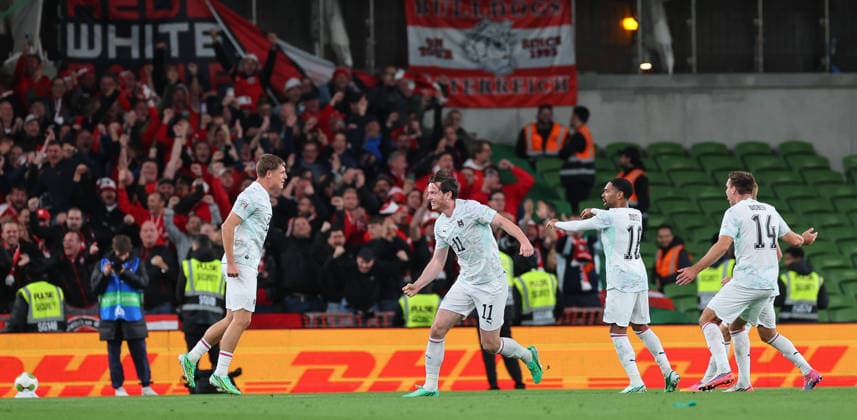 UEFA Nations League Group Stage, Aviva Stadium, Dublin 1 10 2026 Republic of Ireland vs Austria Austria s Michael Gregoritsch celebrates scoring his sides second goal Michael Gregoritsch celebrates scoring his sides second goal 1 10 2026  Copyright: xx RB1_1632