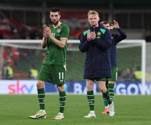 Ireland players disappointed after the game Republic of Ireland v Austria, UEFA Nations League, League B - Group 3, International Football, Aviva Stadium, Dublin, Ireland - 01 Oct 2026Dublin Aviva Stadium Ireland  Copyright: xLorrainexO Sullivan Shutterstockx 17178960cc