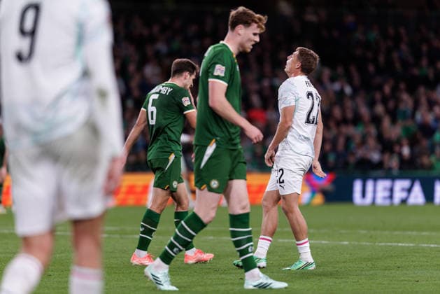 SOCCER - NL, IRL vs AUT DUBLIN,IRELAND,01.OCT.26 - SOCCER - UEFA Nations League, OEFB international match, Länderspiel, Nationalmannschaft Ireland vs Austria. Image shows the disappointment of Alexander Prass (AUT).  GEPAxpictures xArminxRauthner
