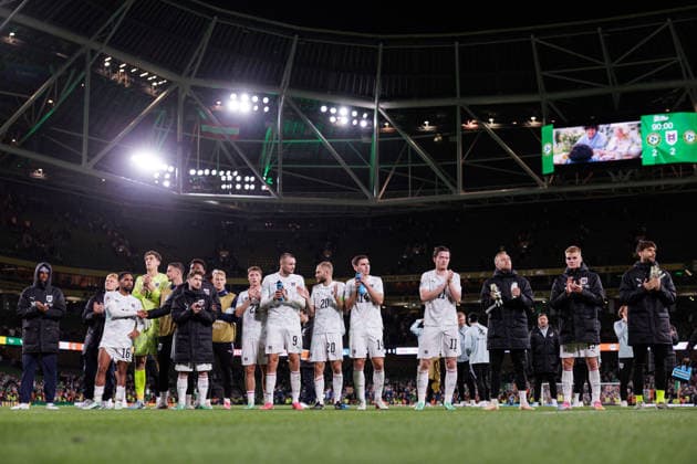 SOCCER - NL, IRL vs AUT DUBLIN,IRELAND,01.OCT.26 - SOCCER - UEFA Nations League, OEFB international match, Länderspiel, Nationalmannschaft Ireland vs Austria. Image shows the team of AUT.  GEPAxpictures xArminxRauthner