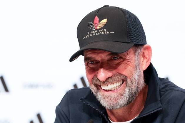 A satisfied head coach, Jürgen Klopp, at the press conference following Germany s home victory over Serbia, soccer, DFL, DFB, UEFA Nations League, 2026–2027 season, group stage, Group B, Matchday 3 of 6, October 1, 2026, Munich, Bavaria, Germany Copyright: xkolbert-press MartinxAgüerax