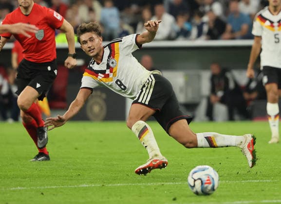 October 1, 2026, Nations League, Germany vs. Serbia, Allianz Arena, Munich, Soccer, Pictured: Goal scorer Tom Bischof of Germany