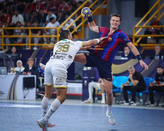 Barcelona v Veszprem - Final IHF Men Handball Club World Championship, WM, Weltmeisterschaft 2026 Carlsbogard 9 during the final match between Barcelona vs Veszprem in the IHF Men s Handball Club World Championship - Egypt 2026 at New Administrative Capital Hall Cairo Cairo Egypt Copyright: xMohamedxTageldinx