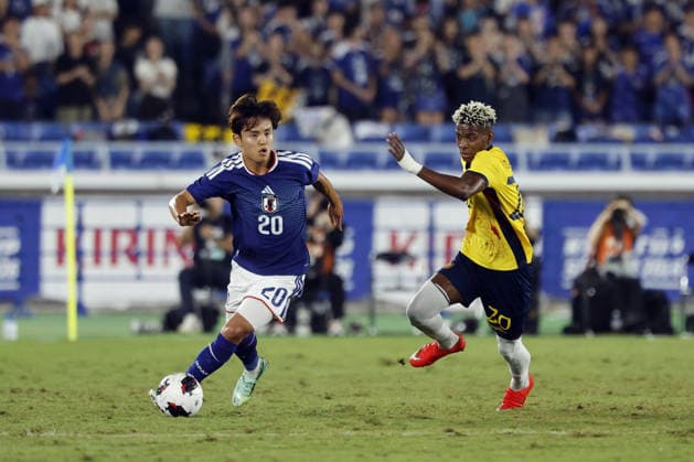 Takefusa Kubo (JPN), Nilson ANGULO (ECU), OCTOBER 1, 2026 Soccer : KIRIN Cup 2026 match between Japan 0-0 (PK 5-4) Ecuador at International Stadium Yokohama, Kanagawa, Japan. Noxthirdxpartyxsales  aflo_352419205 ATSUSHIxTOKUMARUx