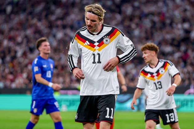 October 1, 2026, Soccer, International Match, Germany vs. Serbia, UEFA Nations League 2026–2027, Matchday 3, Allianz Arena, Munich, 2026–27 season. Nick Woltemade (GER 11) looks disappointed after missing a scoring opportunity. DFB regulations prohibit any use of photographs as image sequences and or quasi-video. Bayern Munich, Germany