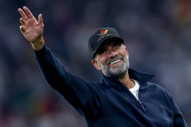 October 1, 2026, Soccer, International Match, Germany vs. Serbia, UEFA Nations League 2026–2027, Matchday 3, Allianz Arena, Munich, 2026–27 season: Celebrations following the 2–0 victory over Serbia; DFB National Team Coach Jürgen Klopp (GER) looks happy, cheerful, gesturing, cheering, celebrating, joyful, smiling; facial expressions and gestures. DFB regulations prohibit any use of photographs as image sequences and or quasi-video Bavaria, Germany