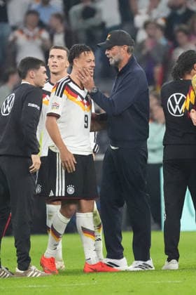 National Team Coach Jürgen Klopp, Germany, with Derry Scherhant, Germany, Munich, October 1, 2026, Germany vs. Serbia, UEFA Nations League, Matchday 3, Allianz Arena