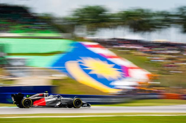 2026 Formula 1 Malaysia GP - Practices Day GABRIEL BORTOLETO 5 (BRA) of Audi Revolut F1 Team (Audi R26) with the Malaysian Flag at turn 2 on Friday during the 2026 Formula 1 Gulf Air Bahrain Grand Prix in Malaysia at Sepang International Circuit in Kuala Lumpur, Malaysia, on October 2, 2026. Photo by Antoine LAPEYRE Reveries Agency ABACAPRESS.COM Kuala Lumpur Malaysia  Copyright: xAntoinexLapeyre ReveriesxAgency ABACAx