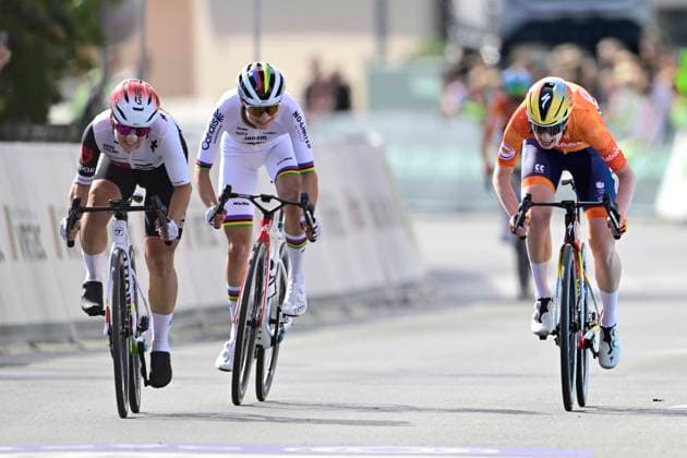 UEC 2026 Road European Championships Ljubljana 02 10 2026 SENCUR, SLOVENIA - OCTOBER 02 : Winter Mara (SUI) wins the sprint, second place for Vinke Nienke (NED), third place for Chladonova Viktoria (SVK) during the Women U23 cycling road race at the 2026 UEC Road European Championships. An UCI Continental Championships cycling race of 88,4 km with start and finsih in Sencur on October 2, 2026 in Sencur, Slovenia, 02 10 2026 Sencur Slovenia  Copyright: xJanxDexMeuleneirx
