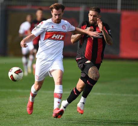 October 2, 2026, xophax, Soccer, Bundesliga 1, Bayer 04 Leverkusen vs. Fortuna Köln (friendly match); Robert Andrich (Bayer 04, right) and Jannik Mause (SC Fortuna Köln, left); Leverkusen