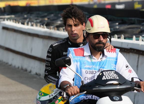 October 2, 2026, Sepang International Circuit, Kuala Lumpur, 2026 Formula 1 Gulf Air Bahrain Grand Prix: Gabriel Bortoleto (BRA) of the Audi Revolut F1 Team retires due to a mechanical failure and is taken back to the paddock on a scooter. Photo by Hasan Bratic, DeFodi Images