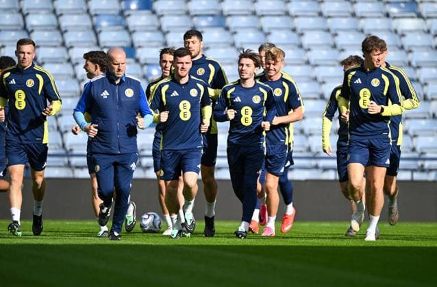 Lewis Ferguson, Andy Robertson, Billy Gilmour, Jack Hendry Scotland Team Training, International Football, Barclays Hampden, Glasgow, Scotland, UK - 02 Oct 2026Glasgow Lesser Hampden Scotland United Kingdom  Copyright: xMarkxRunnacles Shutterstockx 17180413j