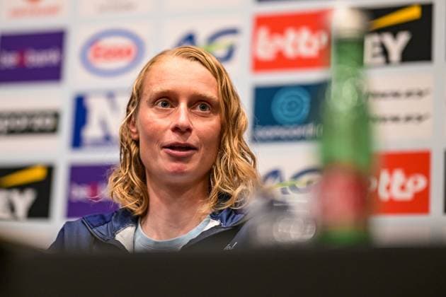 Belgian Lotte Claes is pictured during a press conference, PK, Pressekonferenz ahead of the cycling European Championships, in Ljubljana, Slovenia, Friday 2 October 2026. The UEC road championships are taking place from 03 to 07 October. DAVIDxPINTENS  x188532840x