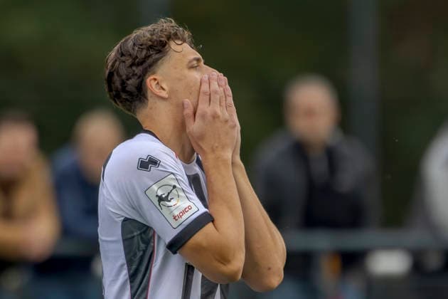 Nuremberg, Germany, October 2, 2026; Friendly Match 2026–2027: 1. FC Nuremberg vs. FC Ingolstadt 04. Pictured: Dennis Kaygin of FCI, looking frustrated after a missed scoring opportunity on the field at Sportpark Valznerweiher in Bavaria. Copyright: xFotostandx xSchäferx